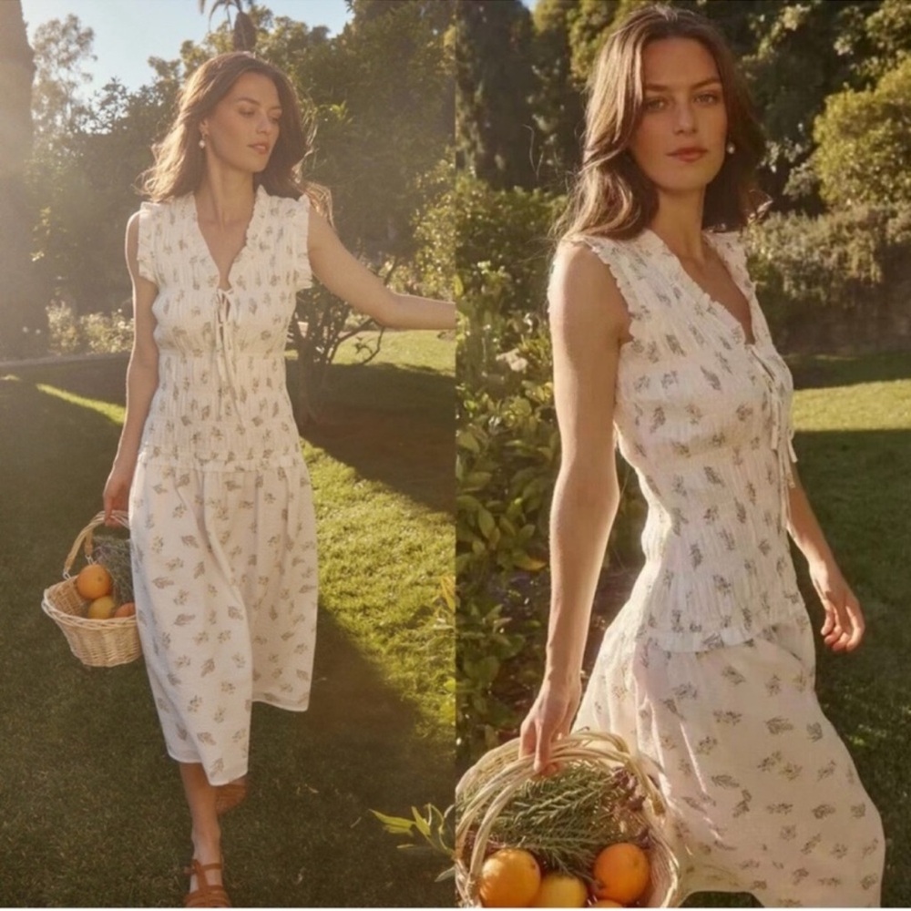 NWT RAILS AMARYLLIS DRESS SZ SMALL WHITE AND YELLOW FLORAL